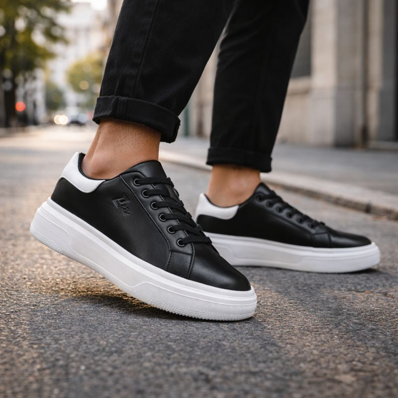 Ανδρικά Παπούτσια Sneakers Δίχρωμα Λευκό-Μαύρο – εικόνα 2