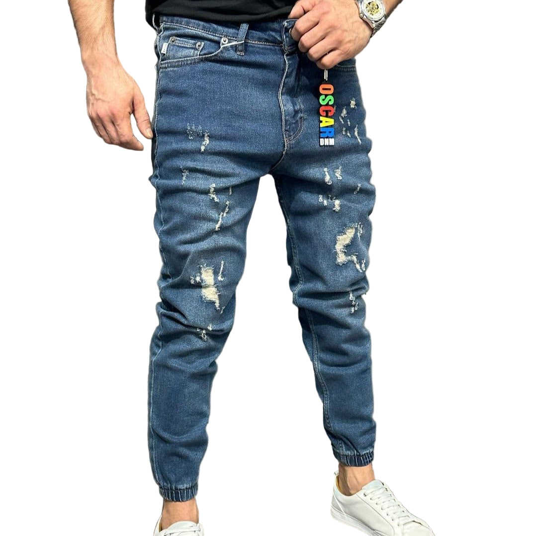 Jeans με φθορές - Ελαστικό Παντελόνι, Μπλε | OSCAR | OS6202