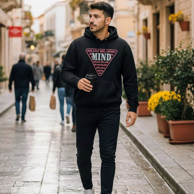 Ανδρικό Μαύρο Hoodie με Στάμπα MIND – εικόνα 2