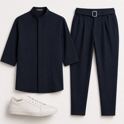 Ανδρικό Σετ Μαο Πουκάμισο & Jogger Παντελόνι Loose Fit με τόκα
