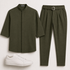 Ανδρικό Σετ Μαο Πουκάμισο & Jogger Παντελόνι Loose Fit με τόκα