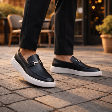 Ανδρικά παπούτσια Loafers με Μεταλλική Λεπτομέρεια – Μαύρο & Καφέ