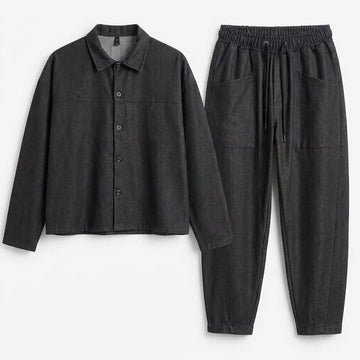 Ανδρικό Σετ Μαύρο Oversized Πουκάμισο & Παντελόνι