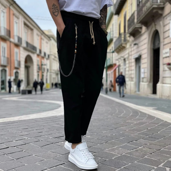 Μαύρο Παντελόνι Λινό 100% Ιταλικής Κατασκευής με Λάστιχο | Moda Loca | MD200N