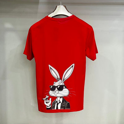 Κοντομάνικο T-Shirt με Σχέδιο Bugs Bunny σε μαύρο κόκκινο & γκρι με Γυαλιά & Κοστούμι, 100% Βαμβάκι, Ελληνικής Κατασκευής | NM17268NS