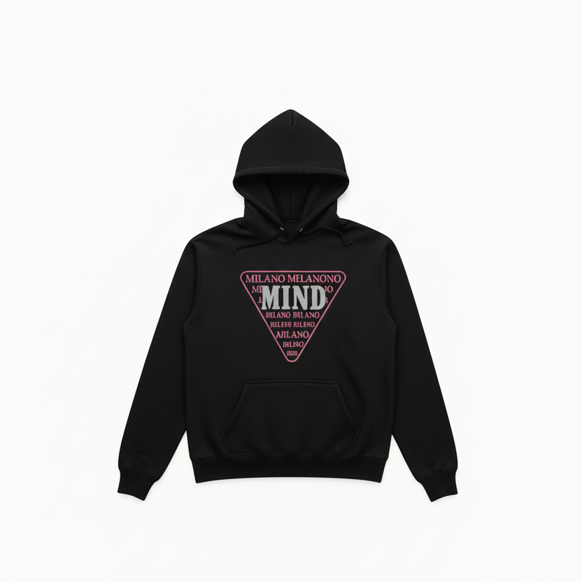 Ανδρικό Μαύρο Hoodie με Στάμπα MIND 100% Βαμβάκι
