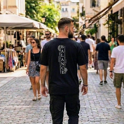 Ανδρικό Oversized T-Shirt Balance με Πίσω Στάμπα