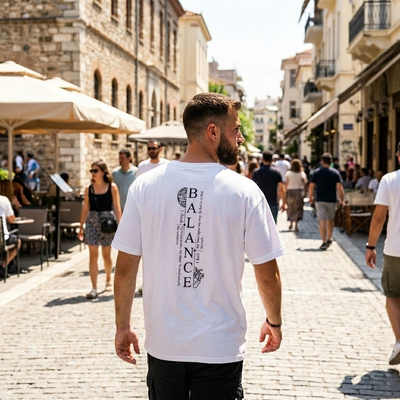 Ανδρικό Oversized T-Shirt Balance με Πίσω Στάμπα