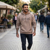 Ανδρικό Premium Φούτερ με Κουκούλα "Represent" (Μπεζ/Μαύρο) "New Mind"
