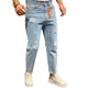 Title: Ανδρικό Jeans Παντελόνι Ελαστικό Ανοιχτό Μπλε με Σχισίματα 100% Βαμβάκι | OS559729