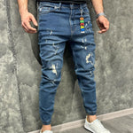 Jeans Boyfriend με φθορές - Ελαστικό Παντελόνι, Μπλε | OSCAR | OS6202