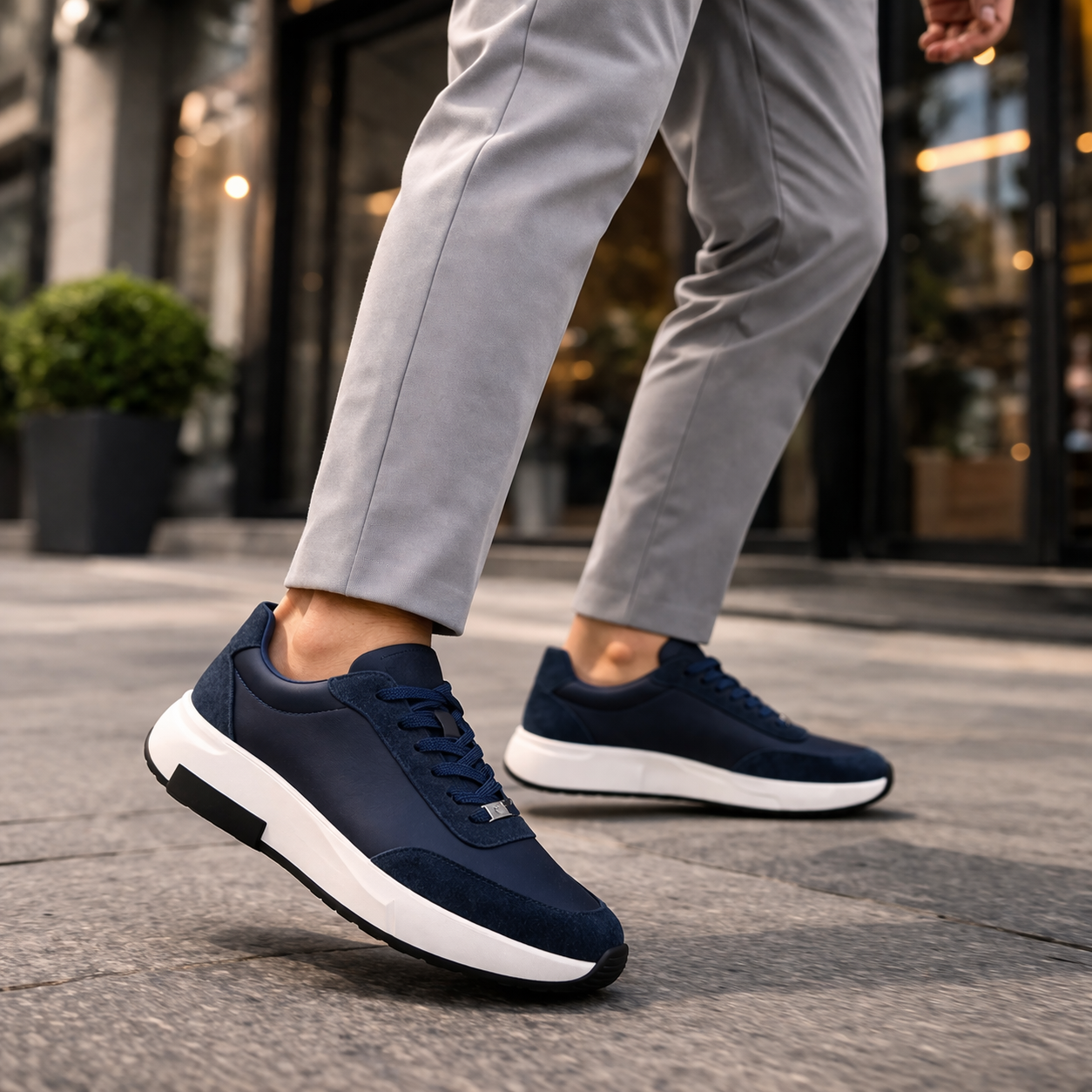 Ανδρικά παπούτσια Sneakers Minimal Μαύρο & Μπλε – εικόνα 2