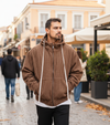 Oversized καφέ ζακέτα με κουκούλα – εικόνα 2