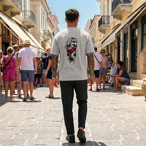 Ανδρικό T-Shirt με Στάμπα Πλάτης – εικόνα 3
