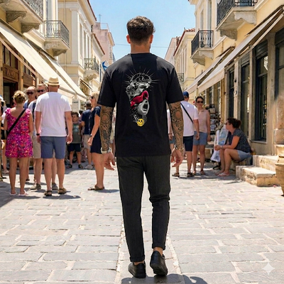 Ανδρικό T-Shirt με Στάμπα Πλάτης – εικόνα 2