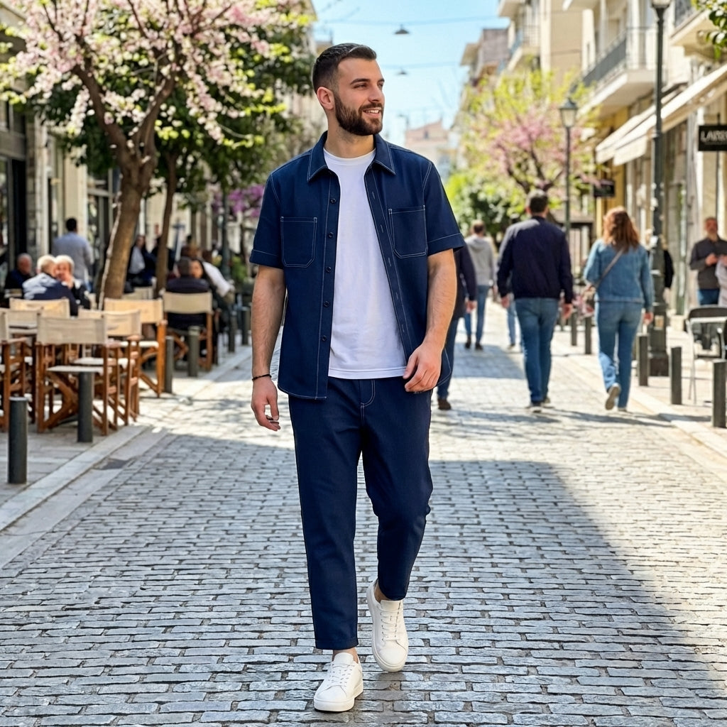 Ανδρικό Σετ Τζιν Look Πουκάμισο & Capri Παντελόνι – εικόνα 2